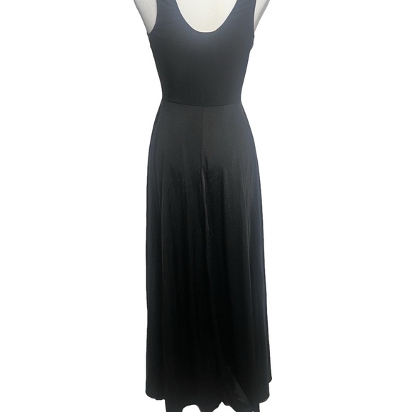 VTG Black Long Maxi Slip Dress Gown SM Lace Slinky Whimsigoth Glam Sexy Lingerie - Picture 2 of 4